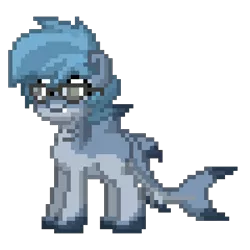 Size: 600x600 | Tagged: safe, artist:radical user 76, derpibooru import, oc, oc:skipper sharp, unofficial characters only, original species, pony, shark pony, pony town, glasses, pixel art, simple background, solo, thresher shark, transparent background
