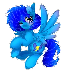 Size: 4611x5000 | Tagged: safe, artist:bl--blacklight, derpibooru import, oc, oc:static, pegasus, pony, absurd resolution, female, mare, one eye closed, simple background, solo, transparent background, wink