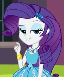 Size: 594x718 | Tagged: safe, derpibooru import, screencap, rarity, equestria girls, equestria girls series, text support, text support: rarity, bedroom eyes, bracelet, cropped, eyeshadow, female, geode of shielding, image, jewelry, lidded eyes, magical geodes, makeup, necklace, png, rarity peplum dress, sleeveless, solo