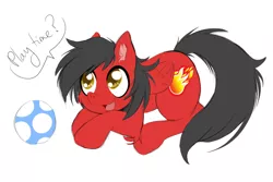 Size: 900x600 | Tagged: safe, artist:knifeh, derpibooru import, oc, oc:crimson flame, pegasus, pony, ball, male, prone, solo, stallion