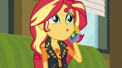 Size: 1280x720 | Tagged: safe, derpibooru import, screencap, sunset shimmer, equestria girls, equestria girls series, text support, geode of empathy, magical geodes, solo, text support: sunset shimmer