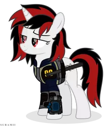 Size: 5236x6100 | Tagged: safe, artist:suramii, derpibooru import, oc, oc:blackjack, pony, unicorn, fallout equestria, fallout equestria: project horizons, absurd resolution, clothes, female, mare, pipbuck, simple background, solo, transparent background