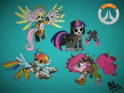 Size: 5128x3856 | Tagged: alicorn, artist:brekrofmadness, crossover, derpibooru import, fluttershy, high res, junkrat, magic, mercy, mercyshy, overwatch, pinkie pie, pinkrat, rainbow dash, rainbow tracer, reaper (overwatch), safe, tracer, twilight sparkle, twilight sparkle (alicorn)