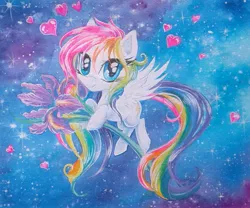 Size: 1781x1484 | Tagged: artist:rainwaterfallszone, chibi, derpibooru import, flower, g1, heart, iris (flower), looking at you, safe, solo, stars, starshine, traditional art