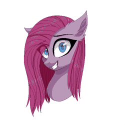 Size: 500x500 | Tagged: safe, artist:queenofsilvers, derpibooru import, pinkie pie, earth pony, pony, animated, bust, grin, looking at you, pinkamena diane pie, simple background, smiling, solo, white background