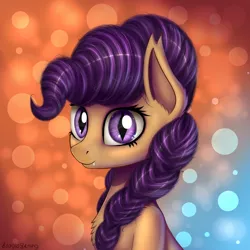 Size: 2000x2000 | Tagged: safe, artist:adagiostring, derpibooru import, oc, unofficial characters only, bat pony, pony, abstract background, bat pony oc, bust, chest fluff, fangs, female, mare, portrait, slit eyes, smiling, solo