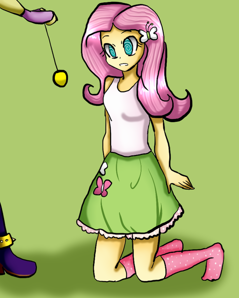 Size: 720x900 | Tagged: safe, artist:billcipherspuppet, derpibooru import, adagio dazzle, equestria girls, clothes, cutie mark on clothes, hypnosis, hypnotized, kneeling, missing shoes, pendulum, pendulum swing, socks, swirly eyes