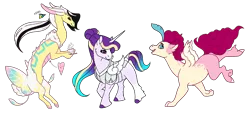 Size: 2160x1000 | Tagged: safe, artist:ddm-adopts, derpibooru import, oc, unofficial characters only, hybrid, my little pony: the movie, interspecies offspring, magical lesbian spawn, offspring, parent:discord, parent:fluttershy, parent:pinkie pie, parent:princess cadance, parent:princess skystar, parents:discoshy, parent:shining armor, parents:shiningcadance, parents:skypie, simple background, transparent background