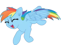 Size: 3840x2797 | Tagged: safe, alternate version, artist:eagle1division, derpibooru import, rainbow dash, cute, dashabetes, detailed wings, eyes closed, floppy ears, happy, jumping, open mouth, simple background, smiling, solo, spread wings, transparent background, vector, wings