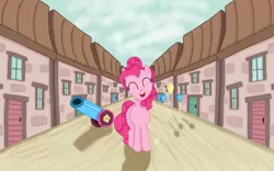 Size: 1280x800 | Tagged: safe, artist:perplexedpegasus, derpibooru import, pinkie pie, our town, party cannon
