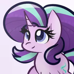 Size: 500x500 | Tagged: safe, artist:glittershine122, derpibooru import, starlight glimmer, pony, unicorn, colored pupils, female, mare, simple background, smiling, solo