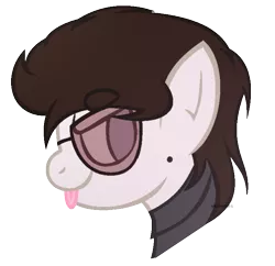 Size: 734x710 | Tagged: safe, artist:venomns, derpibooru import, oc, oc:venom, bust, glasses, male, portrait, simple background, solo, stallion, tongue out, transparent background