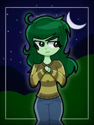 Size: 768x1024 | Tagged: safe, artist:ponliestar, derpibooru import, wallflower blush, equestria girls, equestria girls series, forgotten friendship, alone, dark, night, solo, understatement