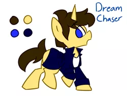 Size: 1600x1200 | Tagged: safe, artist:spheedc, derpibooru import, oc, oc:dream chaser, unicorn, blue eyes, clothes, digital art, jacket, male, reference sheet, simple background, solo, stallion, white background