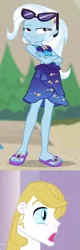 Size: 501x1569 | Tagged: safe, derpibooru import, editor:jdueler11, prince blueblood, trixie, equestria girls, equestria girls series, forgotten friendship, bluetrix, clothes, cropped, crossed arms, equestria girls-ified, feet, female, flip-flops, male, midriff, sandals, sexy, shipping, straight, sunglasses, swimsuit, wrap skirt