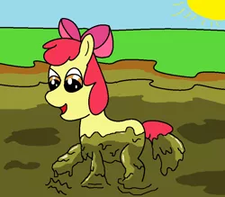 Size: 800x700 | Tagged: 1000 hours in ms paint, apple bloom, artist:amateur-draw, derpibooru import, downvote bait, ms paint, mud, muddy, safe, solo, wet and messy