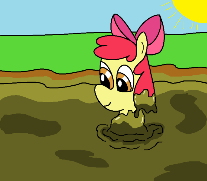 Size: 800x700 | Tagged: 1000 hours in ms paint, apple bloom, artist:amateur-draw, derpibooru import, downvote bait, ms paint, mud, muddy, safe, solo, wet and messy