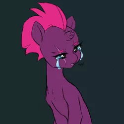 Size: 1600x1600 | Tagged: safe, artist:bunnycat, derpibooru import, fizzlepop berrytwist, tempest shadow, unicorn, my little pony: the movie, broken horn, crying, explicit source, eye scar, female, sad, scar, solo