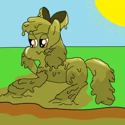 Size: 1000x1000 | Tagged: 1000 hours in ms paint, apple bloom, artist:amateur-draw, derpibooru import, downvote bait, ms paint, mud, muddy, safe, wet and messy