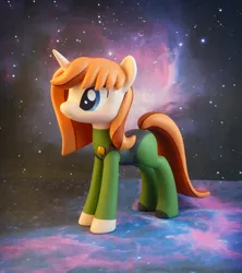 Size: 756x850 | Tagged: safe, artist:krowzivitch, derpibooru import, ponified, pony, unicorn, beverly crusher, clothes, commission, craft, crossover, sculpture, solo, star trek, star trek: the next generation, starry backdrop, uniform