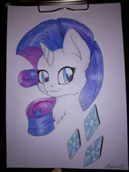 Size: 3120x4160 | Tagged: artist:mimicproductions, bust, cutie mark, derpibooru import, female, hand drawing, mare, rarity, safe, solo, traditional art