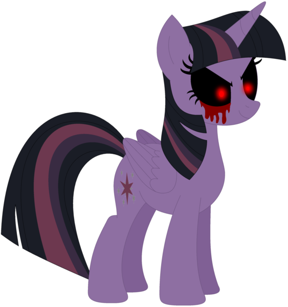 Size: 1024x1091 | Tagged: alicorn, artist:ra1nb0wk1tty, black sclera, blood, derpibooru import, glowing eyes, semi-grimdark, simple background, solo, transparent background, twilight sparkle, twilight sparkle (alicorn)