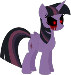 Size: 1024x1091 | Tagged: alicorn, artist:ra1nb0wk1tty, black sclera, blood, derpibooru import, glowing eyes, semi-grimdark, simple background, solo, transparent background, twilight sparkle, twilight sparkle (alicorn)