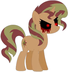 Size: 1024x1087 | Tagged: semi-grimdark, artist:ra1nb0wk1tty, derpibooru import, sunset shimmer, pony, unicorn, black sclera, blood, female, glowing eyes, mare, simple background, solo, transparent background