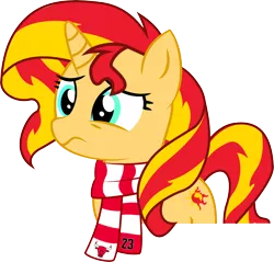 Size: 8301x7944 | Tagged: artist needed, source needed, safe, derpibooru import, sunset shimmer, pony, unicorn, absurd resolution, chicago bulls, clothes, female, mare, scarf, simple background, solo, transparent background, vector