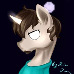 Size: 1024x1024 | Tagged: safe, artist:rikadiane, derpibooru import, ponified, pony, unicorn, bust, glowing eyes, herobrine, male, minecraft, portrait, solo, stallion