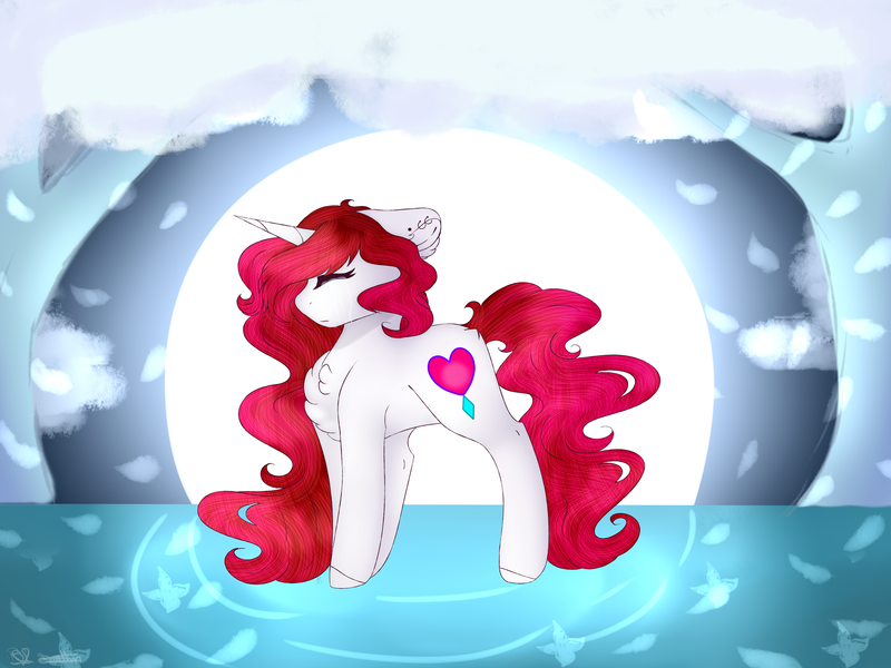 Size: 4000x3000 | Tagged: safe, artist:doux-ameri, derpibooru import, oc, oc:button love, pony, unicorn, female, high res, mare, solo