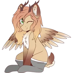 Size: 2048x2048 | Tagged: safe, artist:cinnamontee, derpibooru import, oc, oc:snickerdoodle, unofficial characters only, deer, deer pony, original species, peryton, pony, clothes, female, high res, simple background, sitting, socks, solo, transparent background