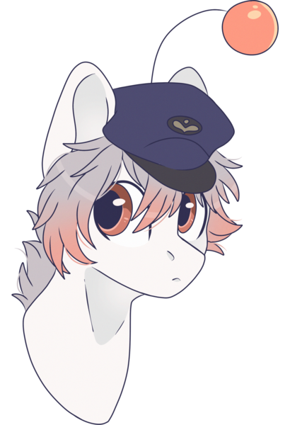 Size: 2048x3000 | Tagged: safe, artist:cinnamontee, derpibooru import, oc, oc:kupo, unofficial characters only, pony, antenna, bust, cap, hat, high res, male, portrait, simple background, solo, stallion, transparent background