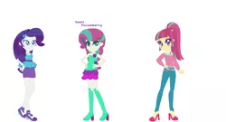 Size: 1333x720 | Tagged: safe, artist:1313jaysong1313, artist:selenaede, derpibooru import, rarity, sour sweet, oc, oc:sweet poisonberry, equestria girls, base used, family, female, lesbian, magical lesbian spawn, offspring, parent:rarity, parent:sour sweet, parents:rarisweet, rarisweet, shipping, sourity