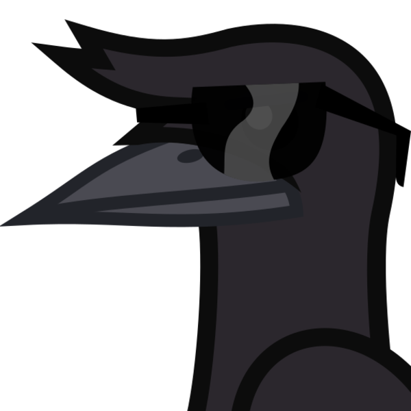 Size: 611x611 | Tagged: artist:lightningbolt, bird, bust, cool crow, crow, derpibooru, derpibooru badge, derpibooru import, meta, no pony, portrait, safe, simple background, solo, sunglasses, svg, .svg available, too cool for school, transparent background, vector