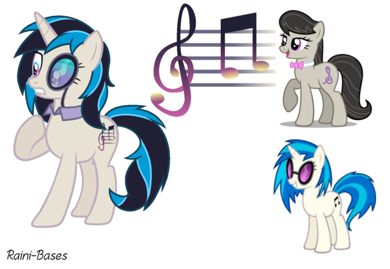 Size: 1024x707 | Tagged: safe, artist:farg2003, derpibooru import, octavia melody, vinyl scratch, earth pony, pony, unicorn, cutie mark, fusion, fusion:neon sonata, hoof on chest, monocle, simple background, transparent background