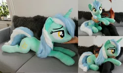 Size: 5120x3024 | Tagged: safe, artist:epicrainbowcrafts, derpibooru import, lyra heartstrings, human, pony, unicorn, high res, irl, irl human, life size, photo, plushie, prone, solo