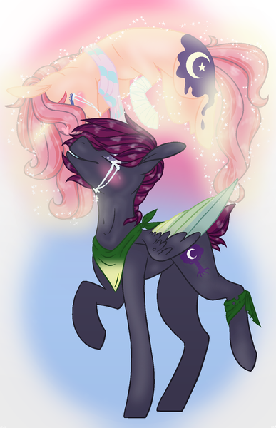 Size: 1164x1804 | Tagged: safe, artist:diamondmlpocean, derpibooru import, oc, oc:haily, oc:night forest, unofficial characters only, earth pony, ghost, pegasus, pony, female, kissing, male, mare, stallion