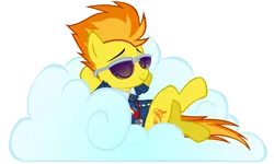 Size: 4400x2648 | Tagged: safe, artist:nikkikitty44, derpibooru import, spitfire, pegasus, pony, aviators, cloud, cutie mark, drill sergeant, eyes closed, female, hooves, lying on a cloud, mare, on a cloud, on back, relaxing, simple background, solo, sunglasses, transparent background, vector, wings, wonderbolts dress uniform