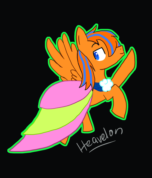 Size: 1643x1925 | Tagged: safe, artist:heavelon-x, derpibooru import, oc, oc:cold front, pegasus, pony, clothes, crossdressing, dress, flying, necktie, solo