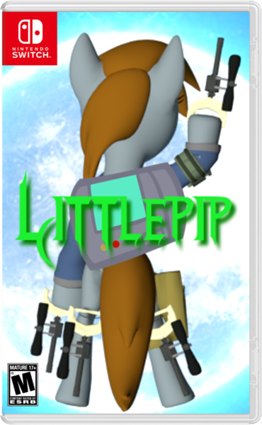 Size: 692x1121 | Tagged: safe, derpibooru import, edit, editor:mega-poneo, oc, oc:littlepip, unofficial characters only, pony, unicorn, fallout equestria, fanfic, 3d, bayonetta, bipedal, blaster, blender, clothes, fanfic art, female, gun, handgun, hoof hold, hooves, little macintosh, mare, moon, nintendo switch, optical sight, parody, pipbuck, revolver, solo, source filmmaker, text, vault suit, video game, weapon