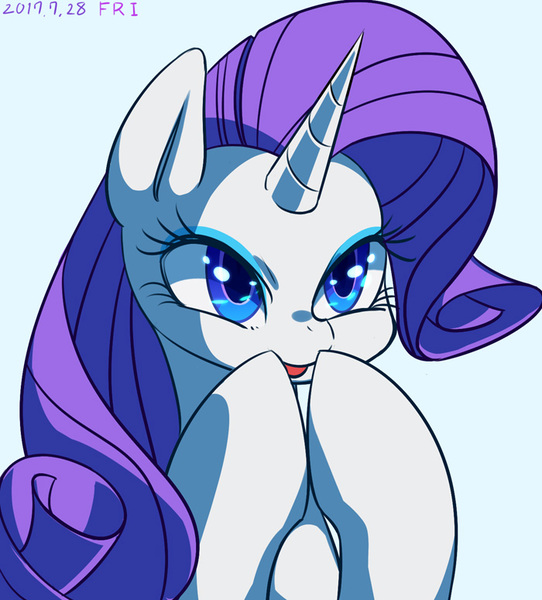 Size: 700x775 | Tagged: safe, artist:tangankittentail, derpibooru import, rarity, pony, unicorn, blue background, cute, female, looking at you, mare, raribetes, simple background, smiling, solo