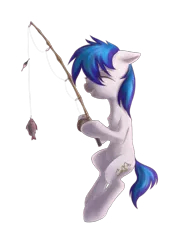 Size: 540x763 | Tagged: safe, artist:loonya, derpibooru import, oc, oc:hooklined, unofficial characters only, earth pony, fish, pony, fishing, fishing rod, laughing, lineart, simple background, solo, transparent background