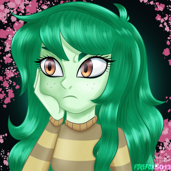 Size: 2000x2000 | Tagged: safe, artist:mlp-firefox5013, derpibooru import, wallflower blush, equestria girls, equestria girls series, forgotten friendship, clothes, female, freckles, solo, sweater, wallflower and plants