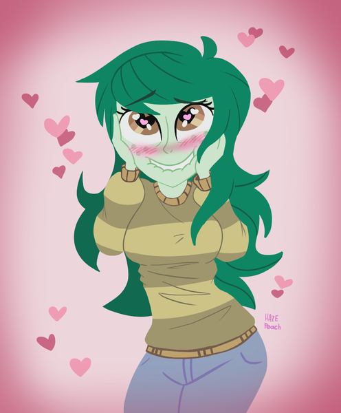 Size: 910x1100 | Tagged: suggestive, artist:hazepeach, derpibooru import, wallflower blush, equestria girls, equestria girls series, forgotten friendship, ahegao, breasts, busty wallflower blush, female, heart, heart eyes, open mouth, solo, wingding eyes