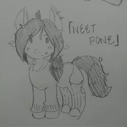 Size: 3120x3120 | Tagged: artist:shpace, blushing, clothes, derpibooru import, ear piercing, hoodie, messy mane, /mlp/, oc, oc:floor bored, piercing, safe, socks, traditional art, unofficial characters only
