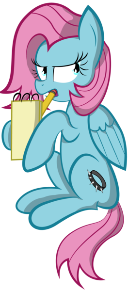 Size: 960x2181 | Tagged: safe, artist:miroslav46, derpibooru import, oc, oc:jewel, unofficial characters only, pegasus, pony, annoyed, female, notepad, pencil, simple background, sitting, solo, transparent background