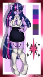 Size: 950x1700 | Tagged: safe, artist:fur-what-loo, derpibooru import, twilight sparkle, android, anthro, robot, unicorn, breasts, cleavage, clothes, female, gynoid, solo, twibot