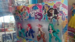 Size: 1280x720 | Tagged: safe, derpibooru import, centaur, equestria girls, bootleg, doll, equestria girls logo, irl, monster high, photo, toy