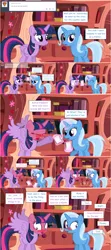 Size: 1284x2888 | Tagged: suggestive, artist:hakunohamikage, derpibooru import, trixie, twilight sparkle, twilight sparkle (alicorn), alicorn, pony, ask-princesssparkle, ask, blushing, blushing profusely, cannot unsee, comic, golden oaks library, implied sex, magic, spread wings, teleportation, tumblr, wingboner, wings